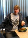 Dan posing while eating lunch.